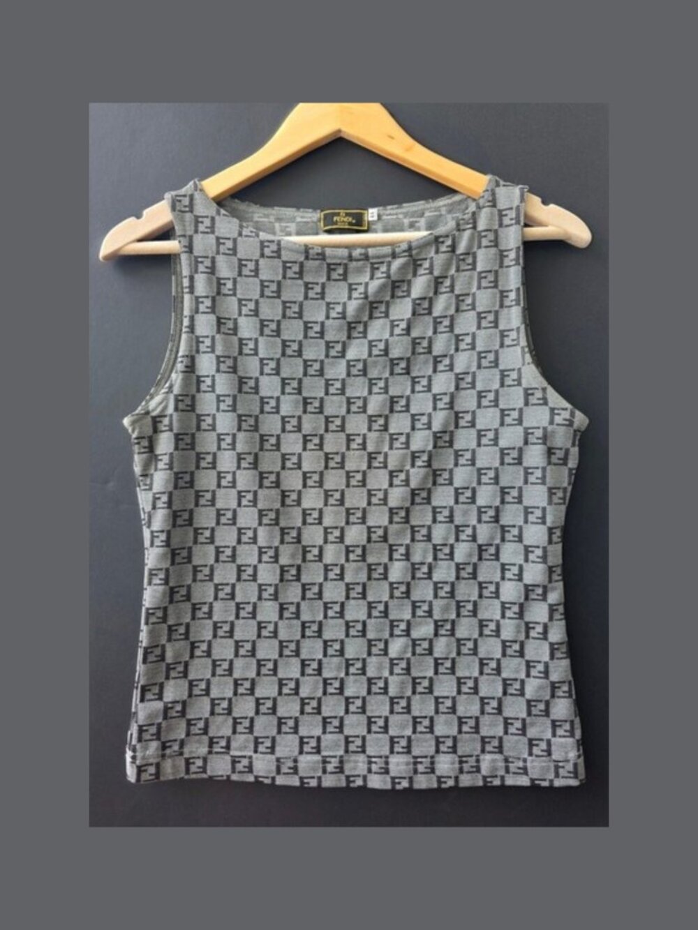 Fendi Gray Logo Tank Top